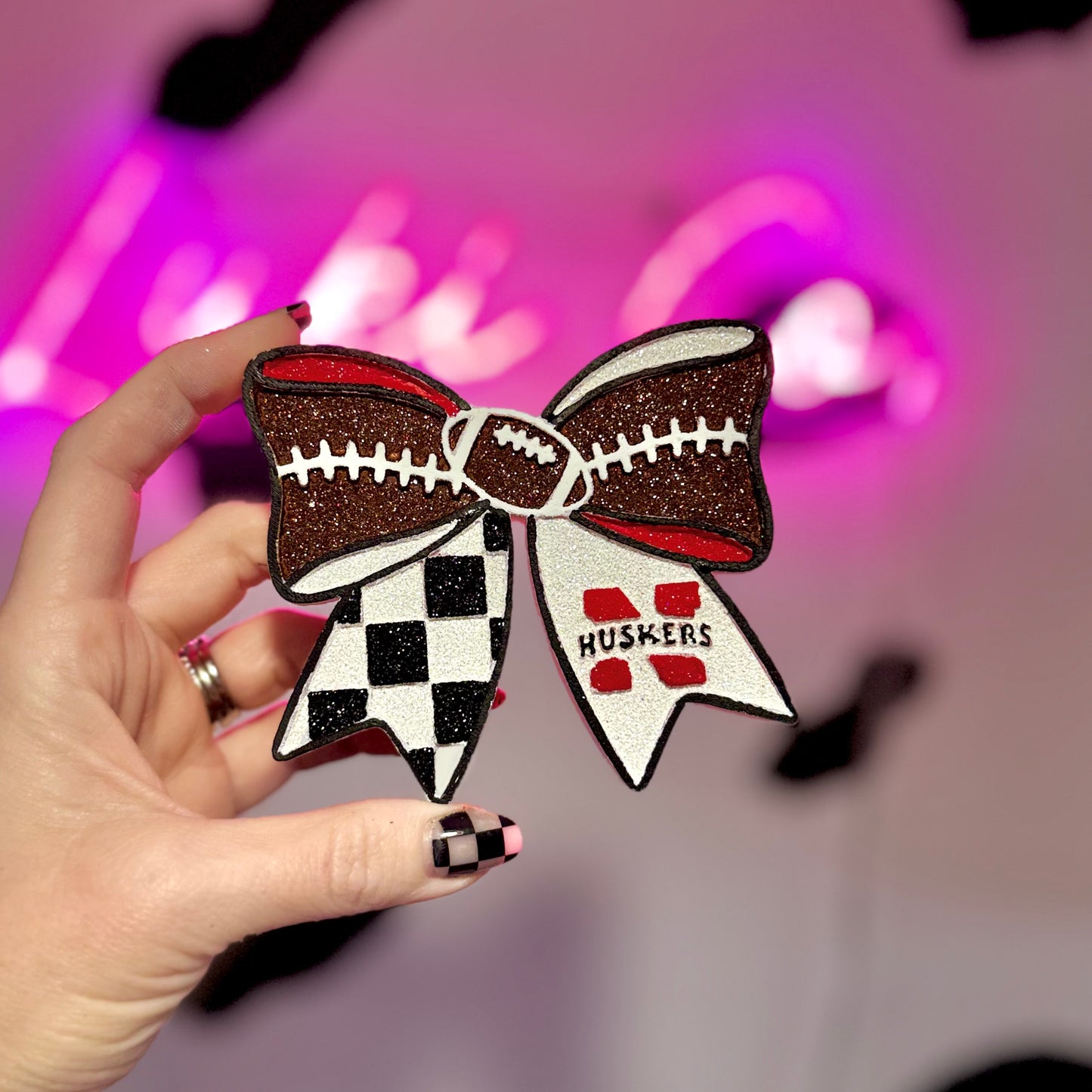 Football Bow - Nebraska Huskers Car Freshie