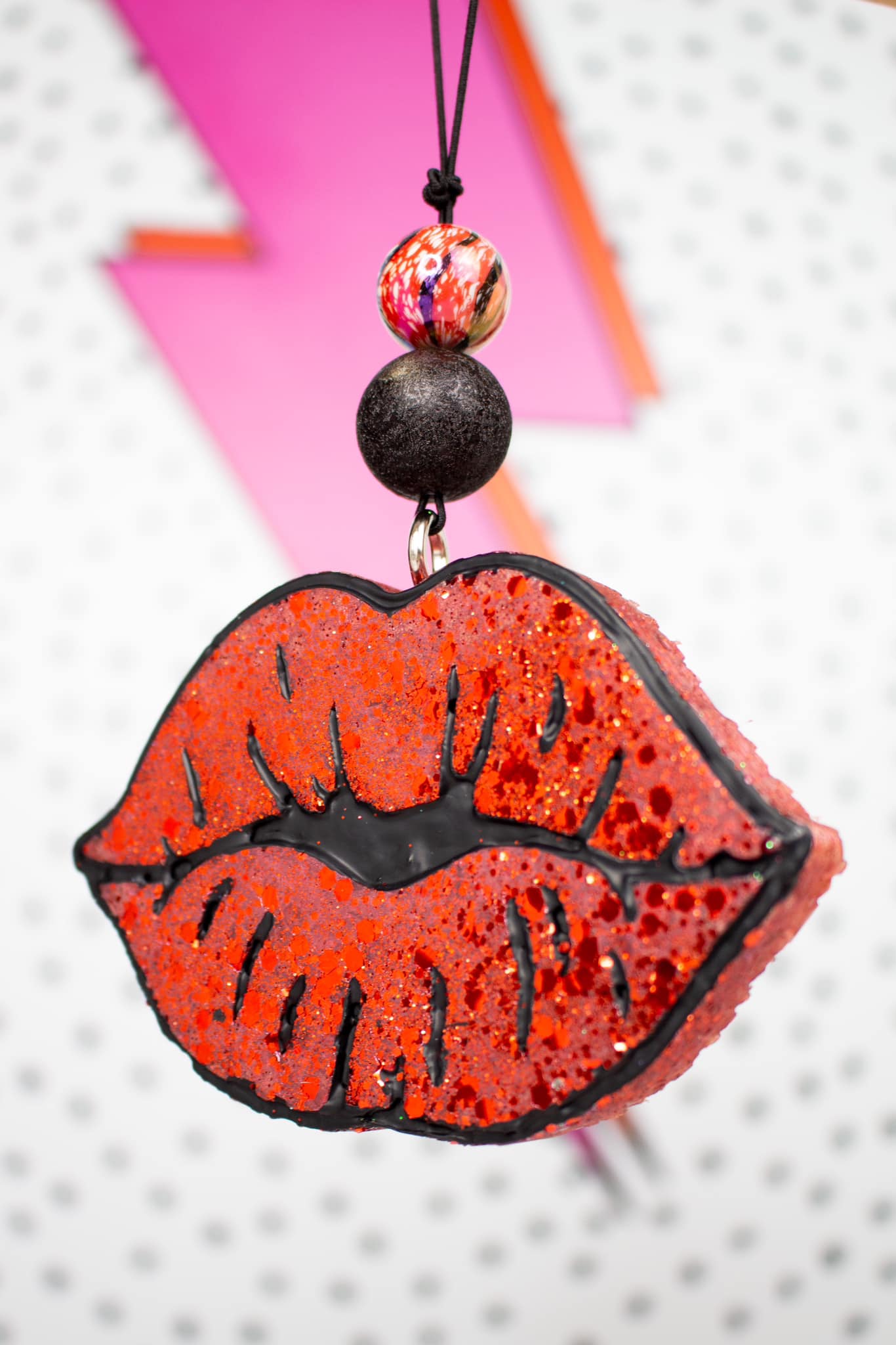 Red Glittered Lips Car Freshies