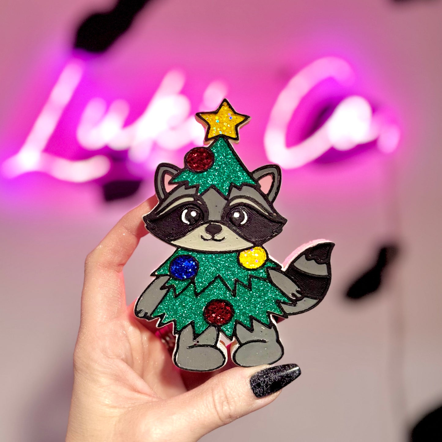 Raccoon Christmas Tree Car Freshie