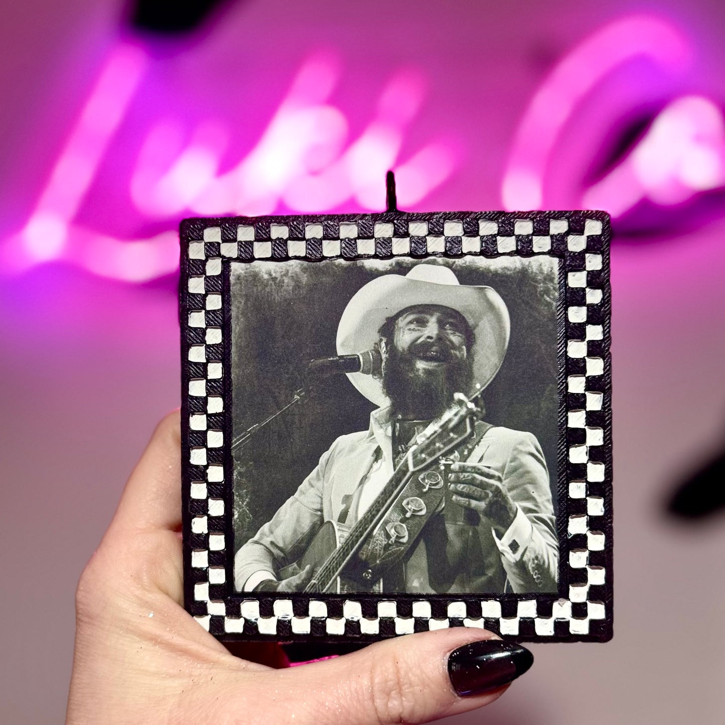 Posty (Cowboy) Checkered Frame Glittered Car Freshies