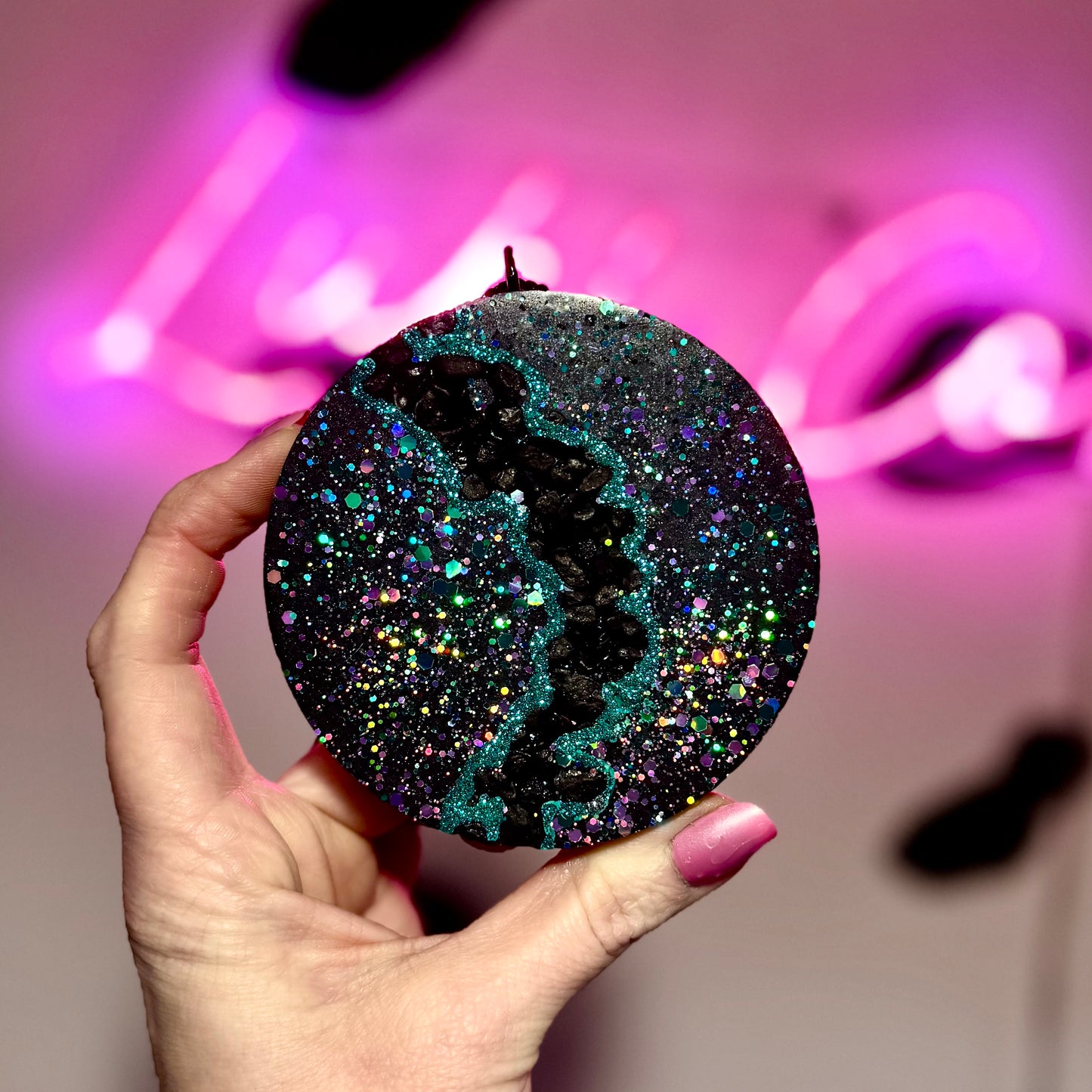 Black & Teal Geode Car Freshies