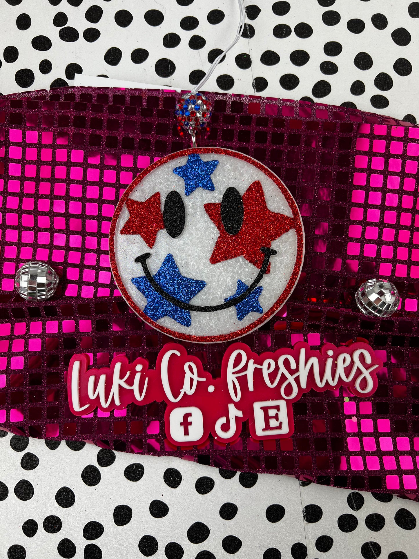 Patriotic 4th Stars Smiley Car Freshie