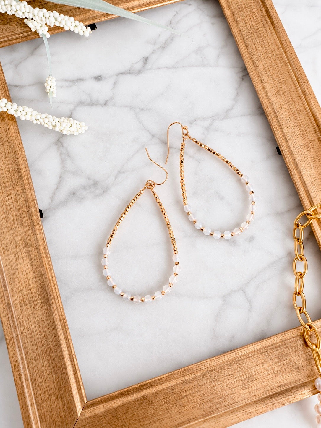 Opal Stone Drop Earrings