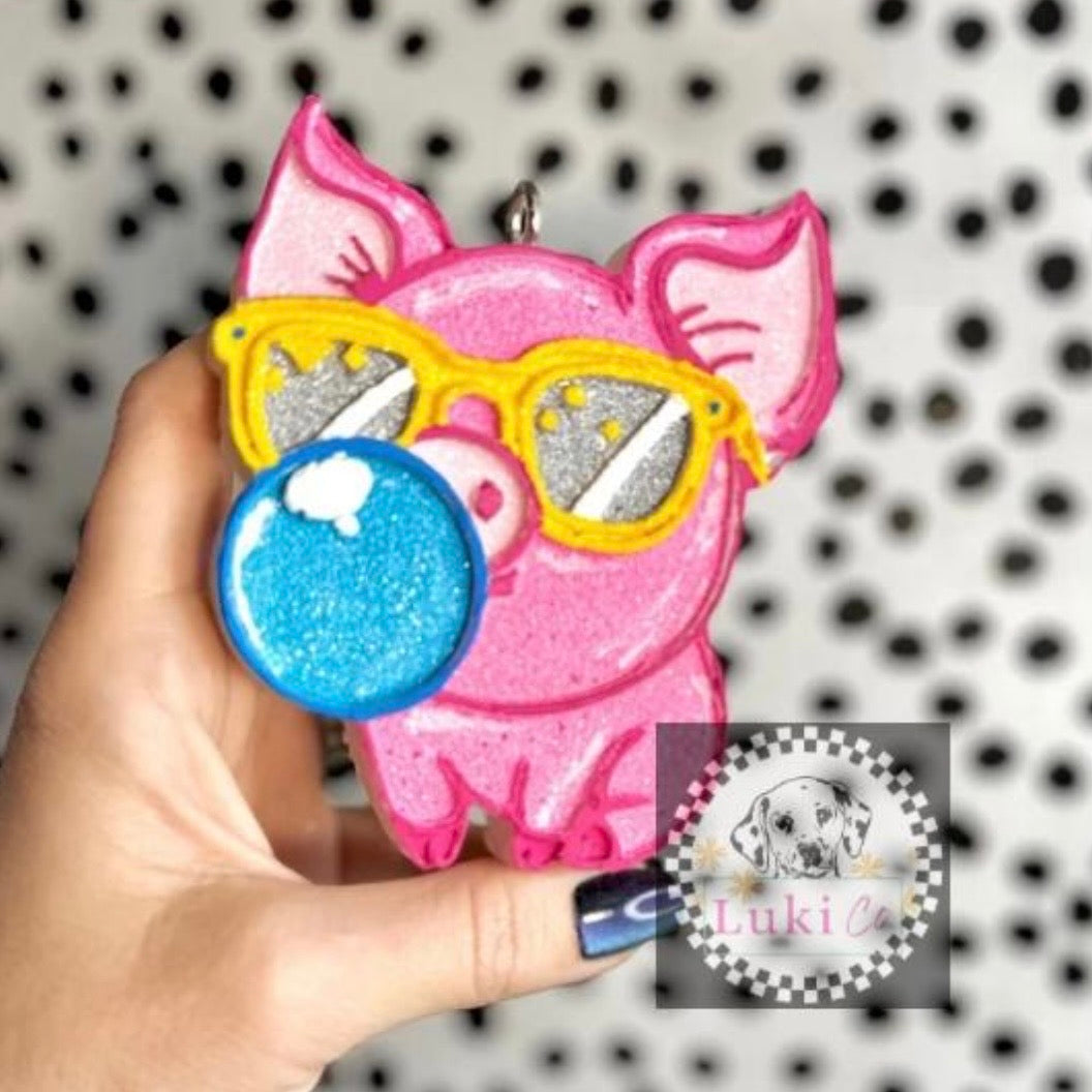 Pig Blowing Bubble - Car Freshie