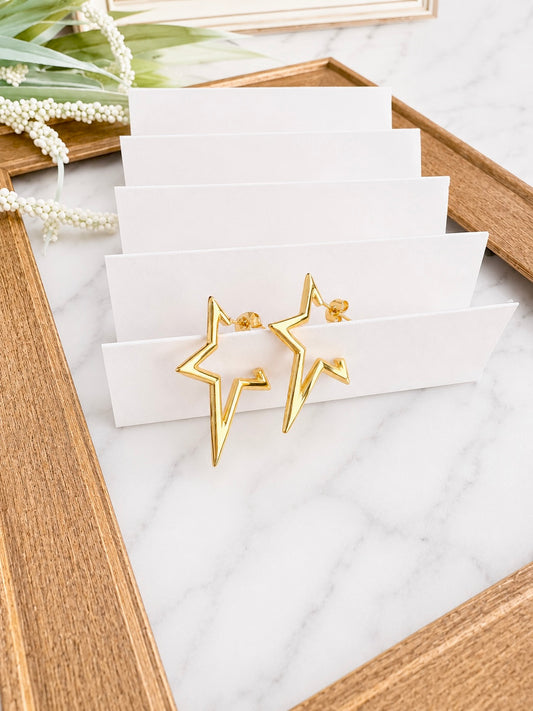 18k Gold Plated Star Hoops