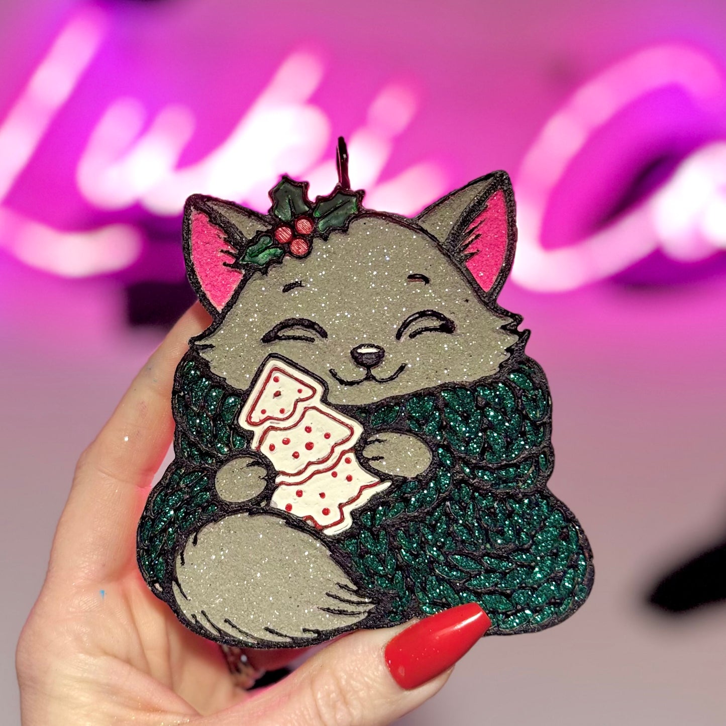 Cozy Winter Fox -Green Car Freshie