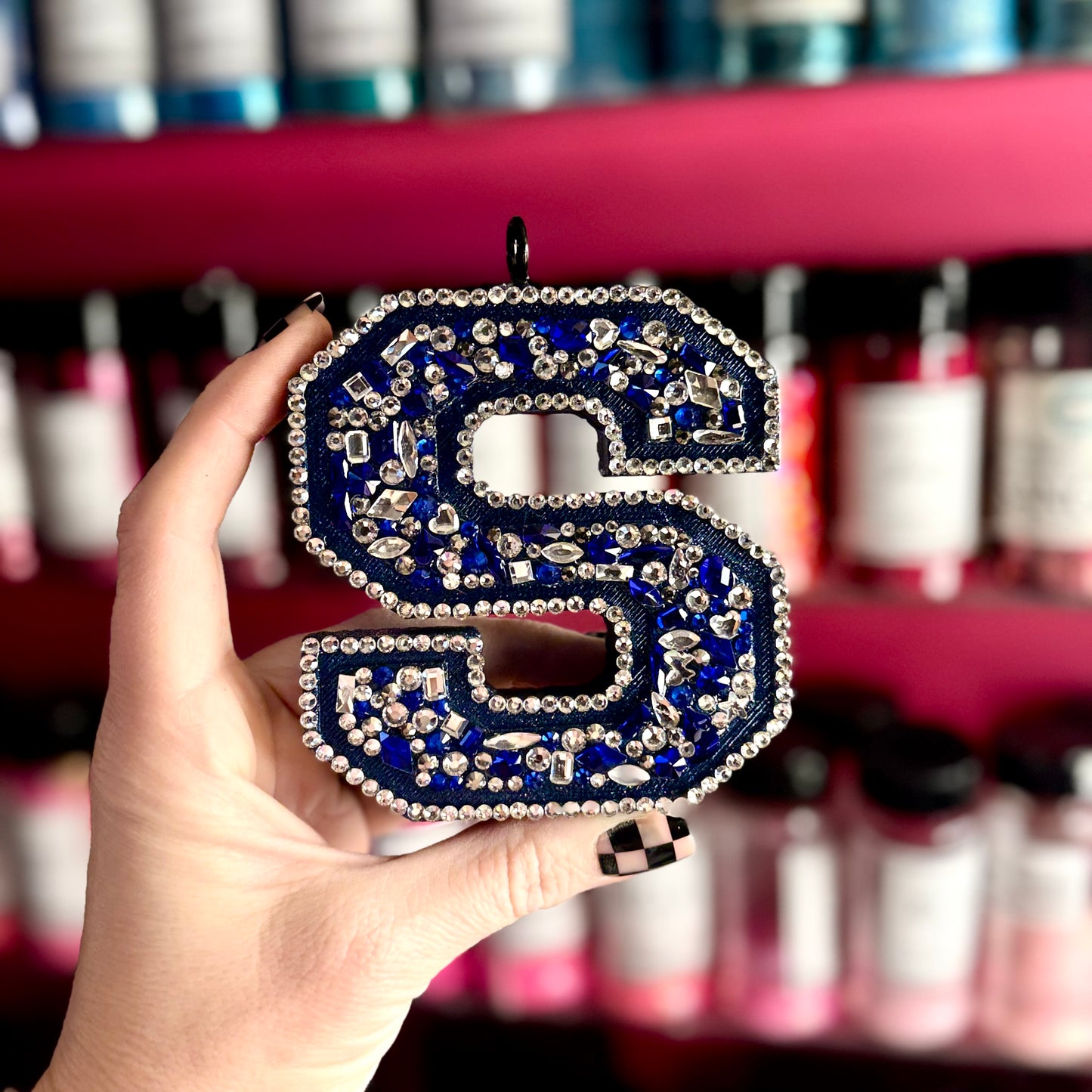 Rhinestoned Various Stones Varsity Letter- Customize Car Freshie