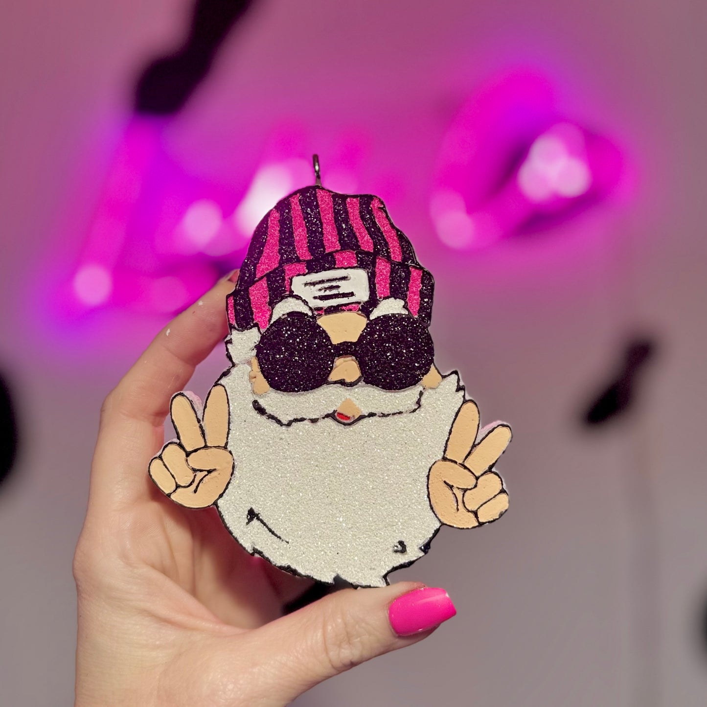 PINKMAS Santa Throwing Peace Car Freshie