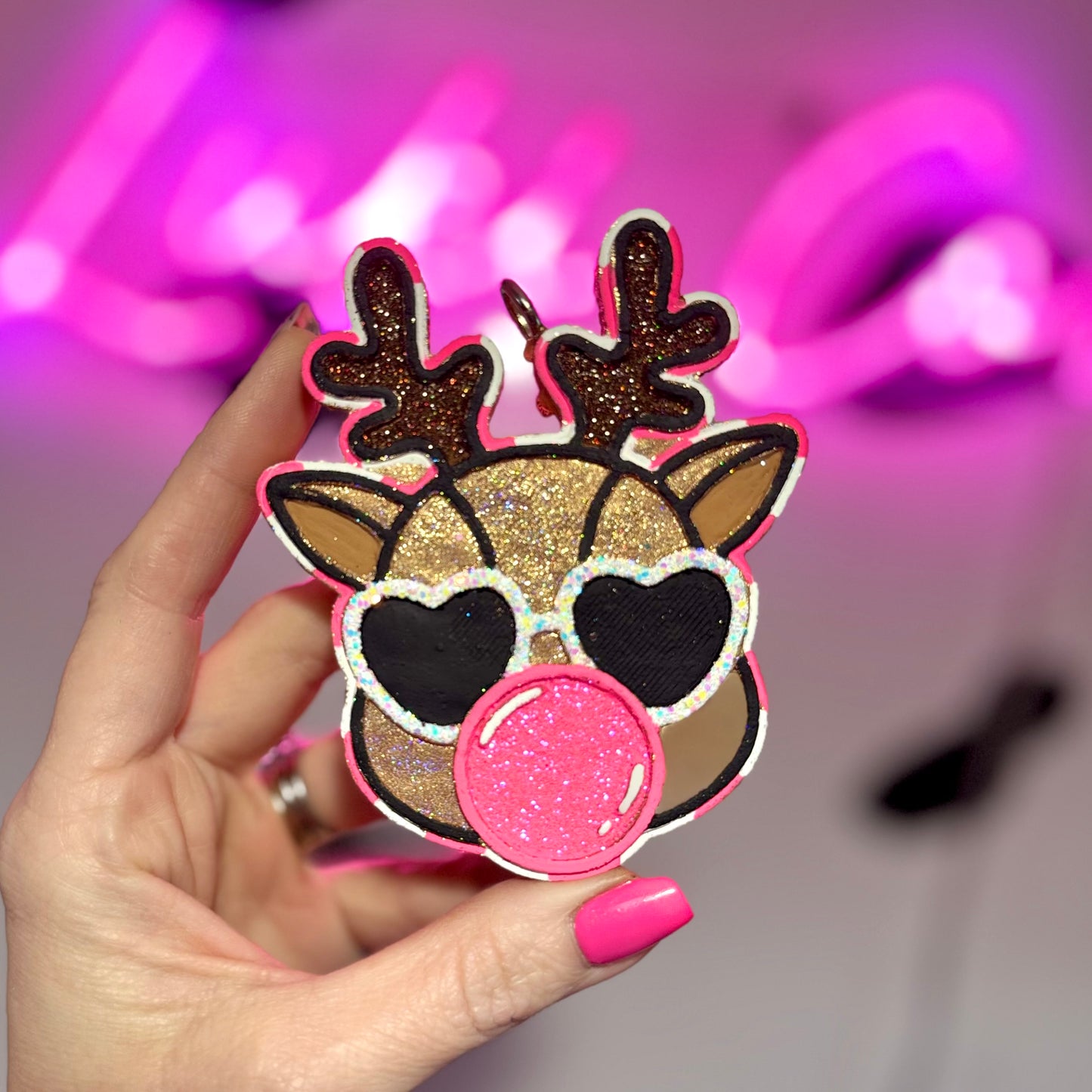 PINKMAS Reindeer Blowing Bubble Car Freshie