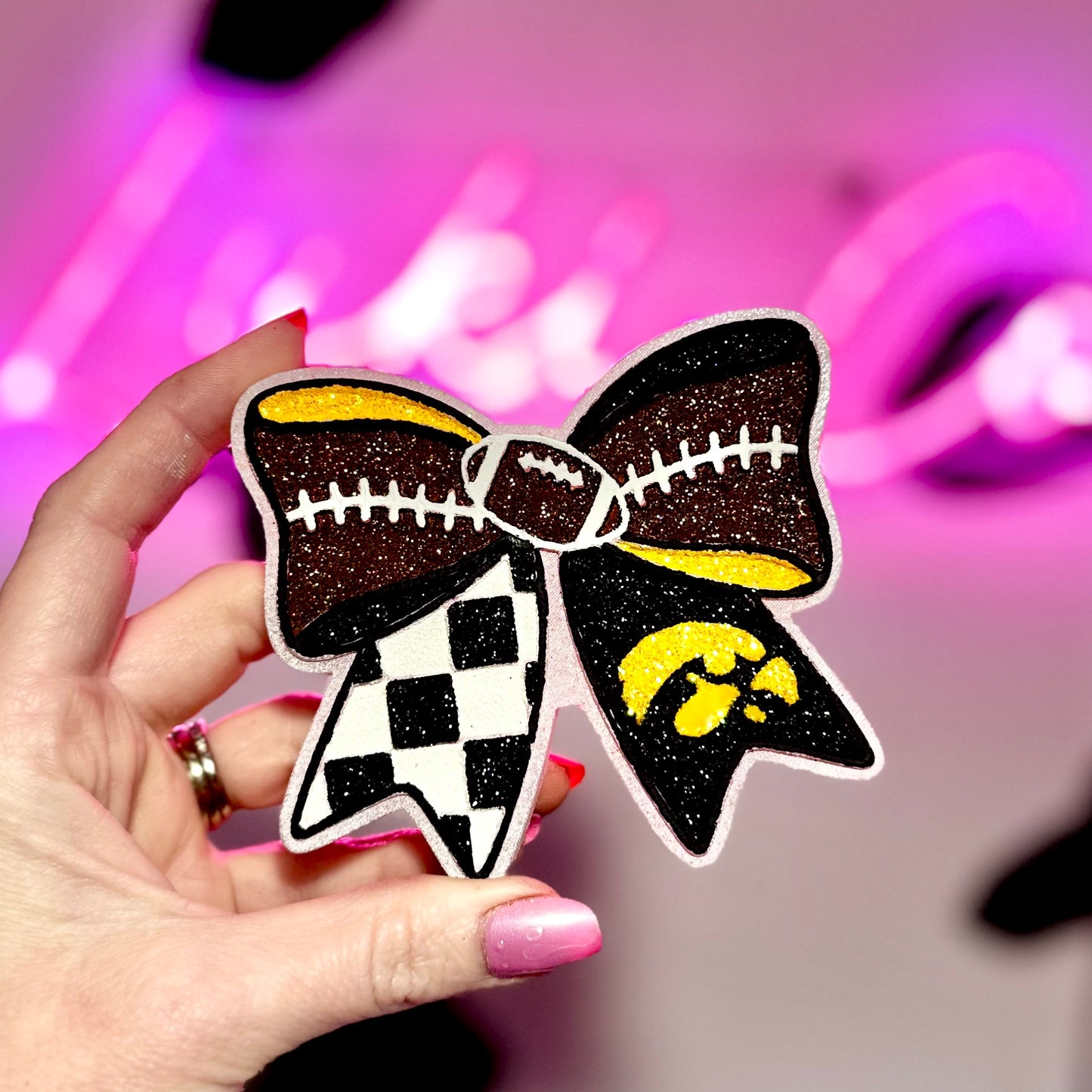 Football Bow - IOWA Car Freshie