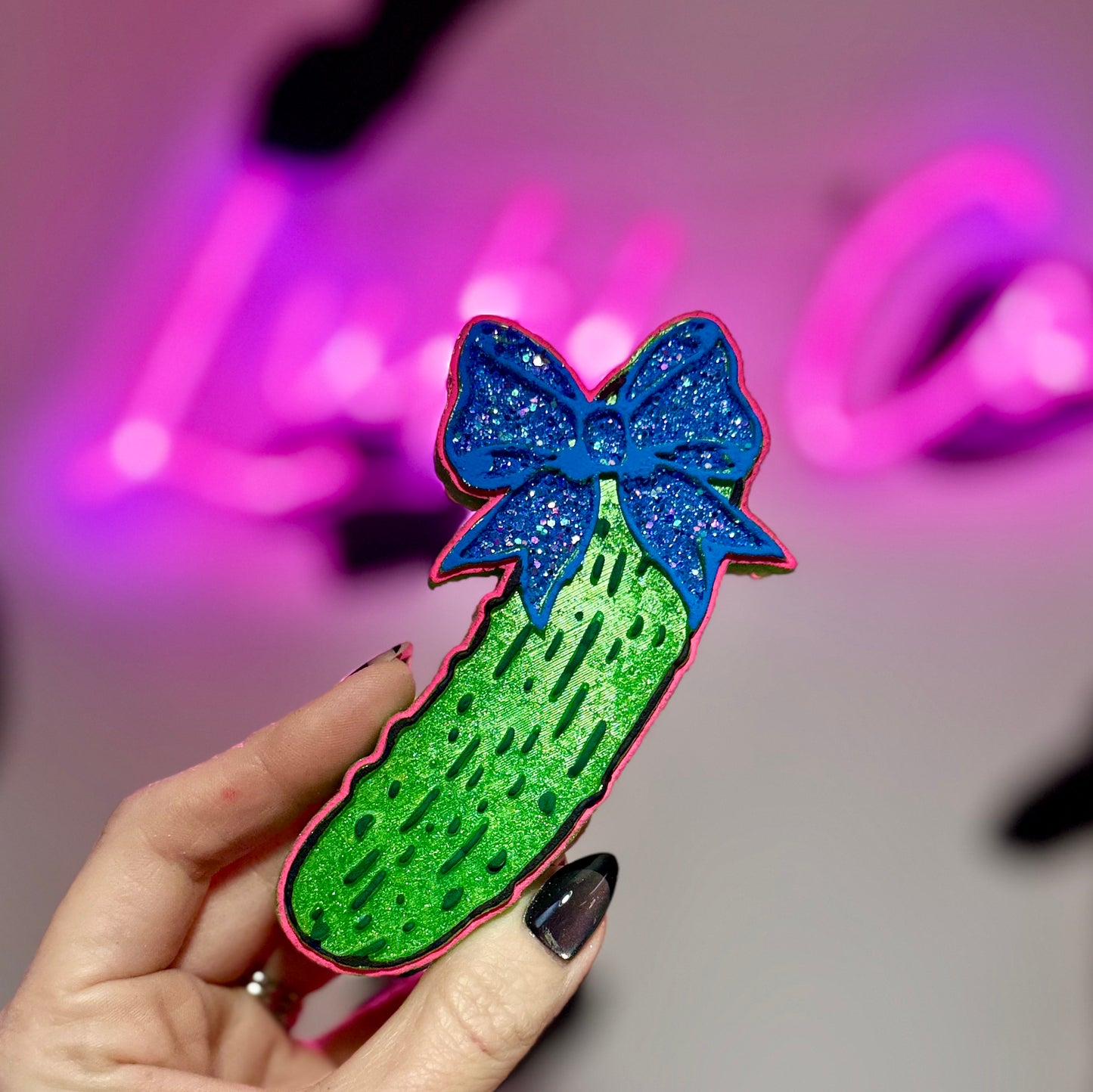 Pickle with Bow Car Freshie