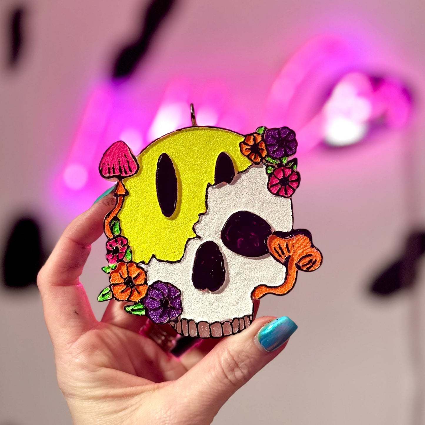 Half Skull Half Happy Face - Car Freshie