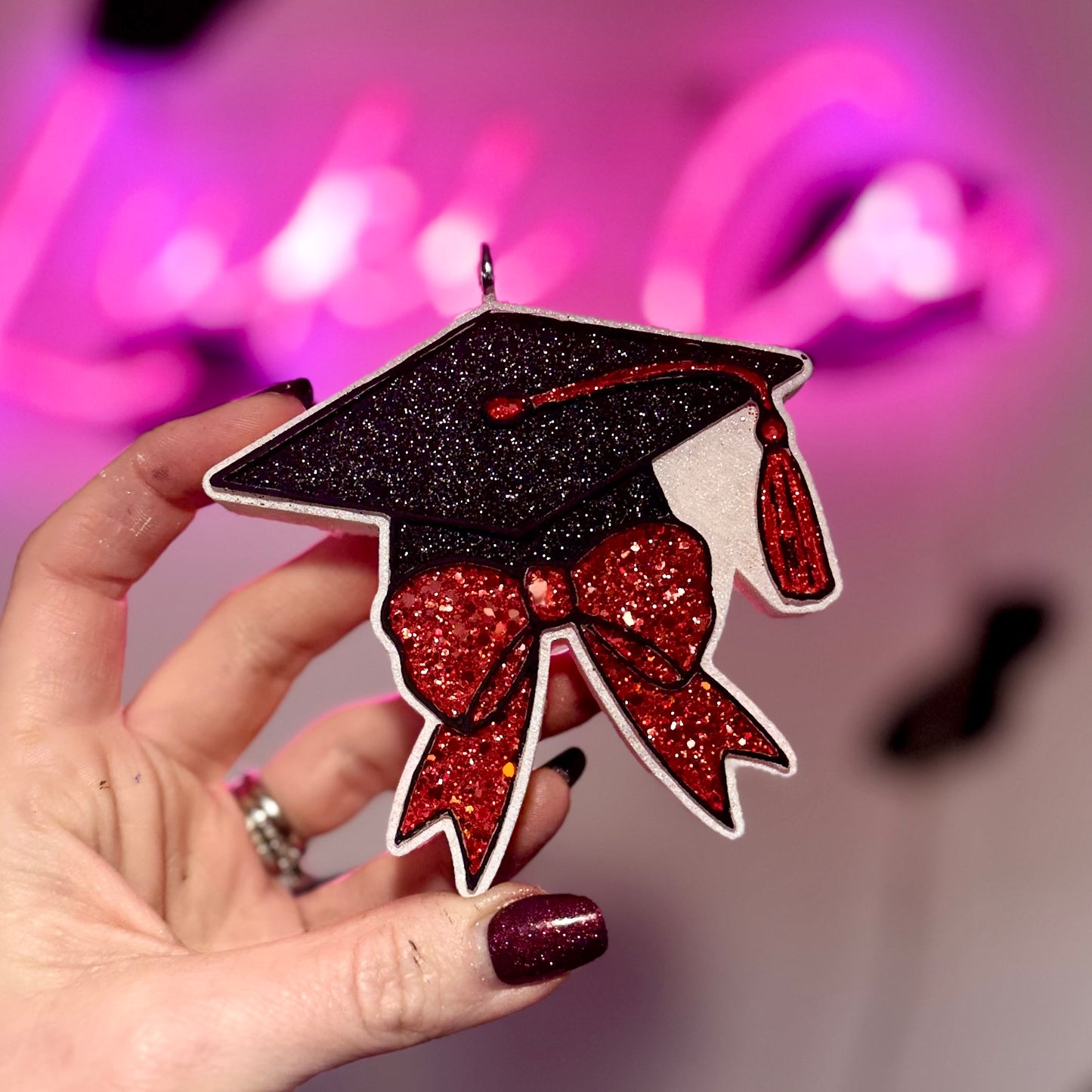Graduation Cap With Bow Car Freshie