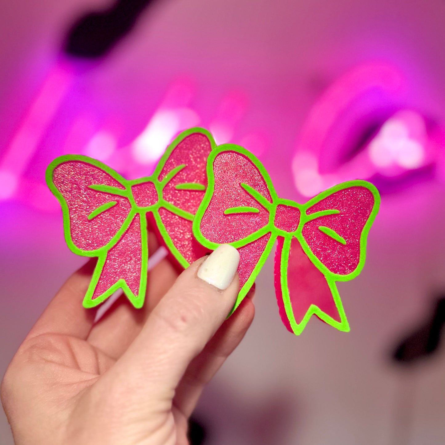 Neon Bow Vent Clip Car Freshies