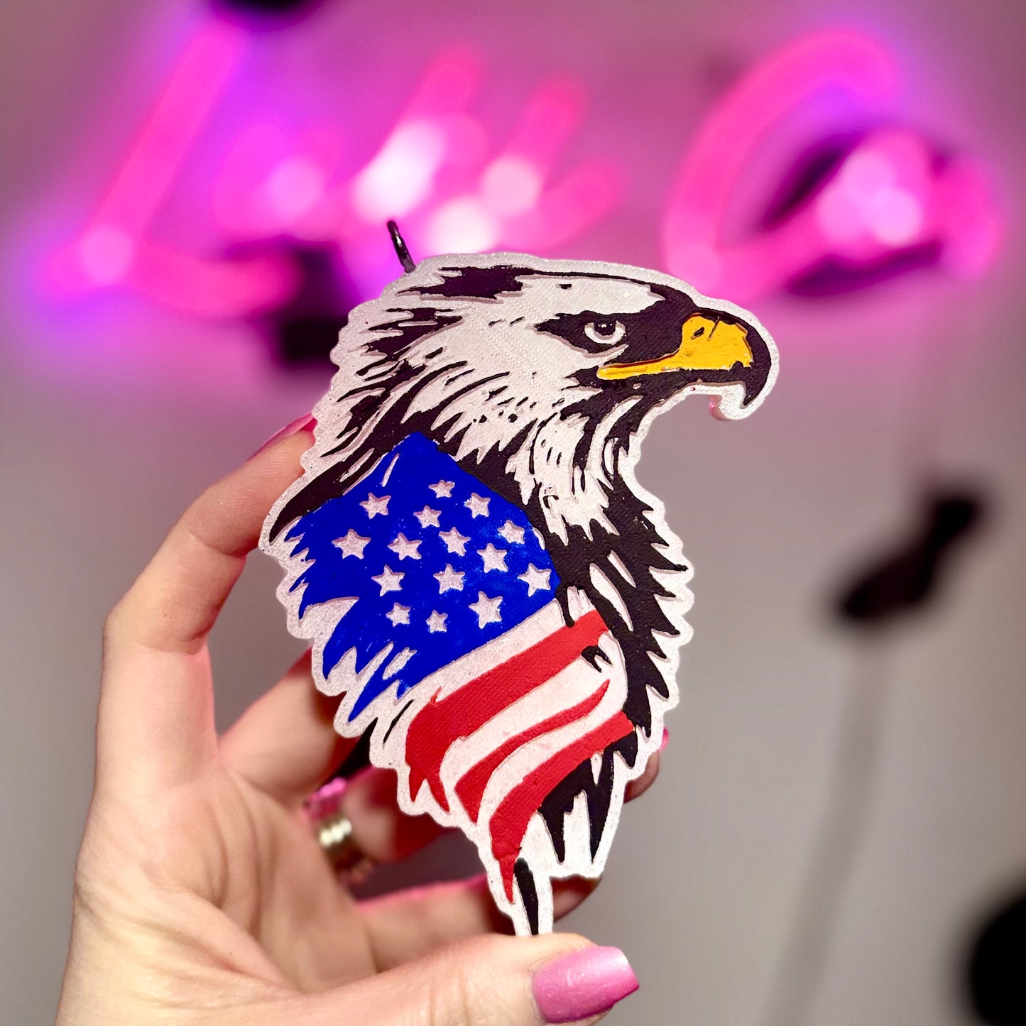 American Flag Bald Eagle Car Freshie