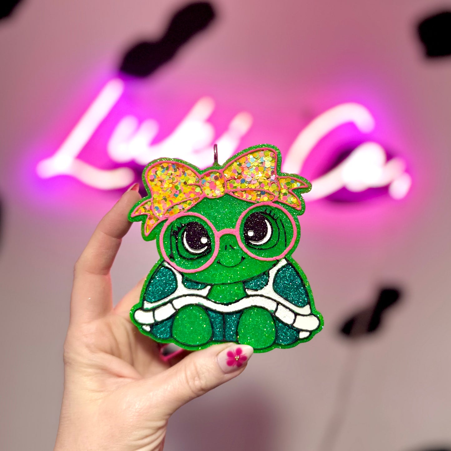 Turtle With Glasses Car Freshie