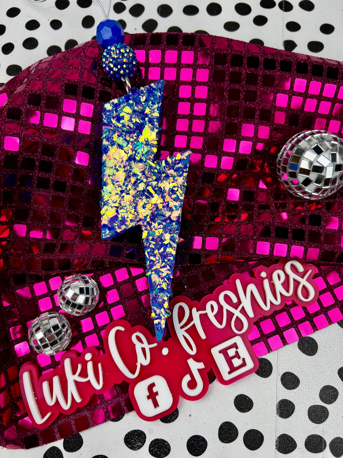 Blue (Shattered Glass) Lightning Bolt Car Freshie