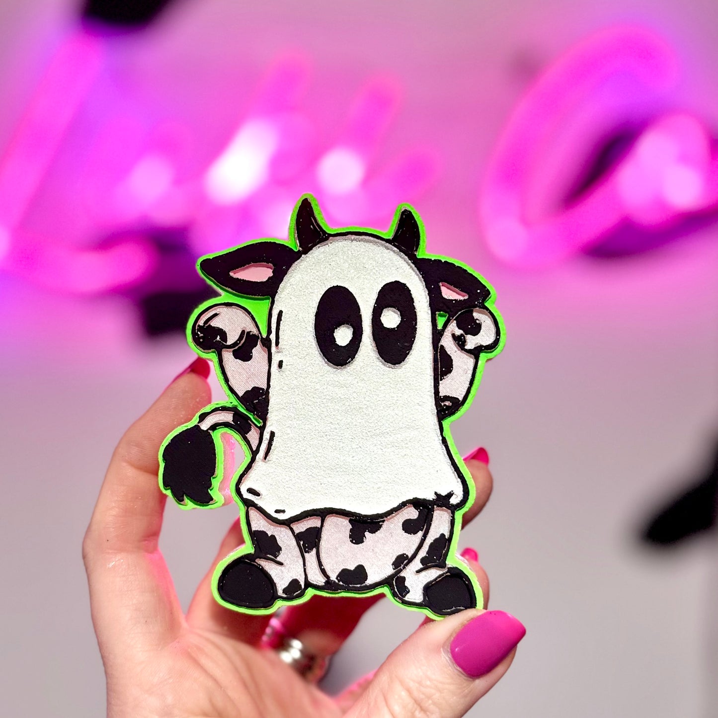 Cow Dressed as a Ghost Car Freshie
