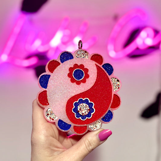 Patriotic 4th Flower Ying Yang Car Freshie