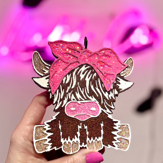 Matilda Brown Highland Cow Car Freshie