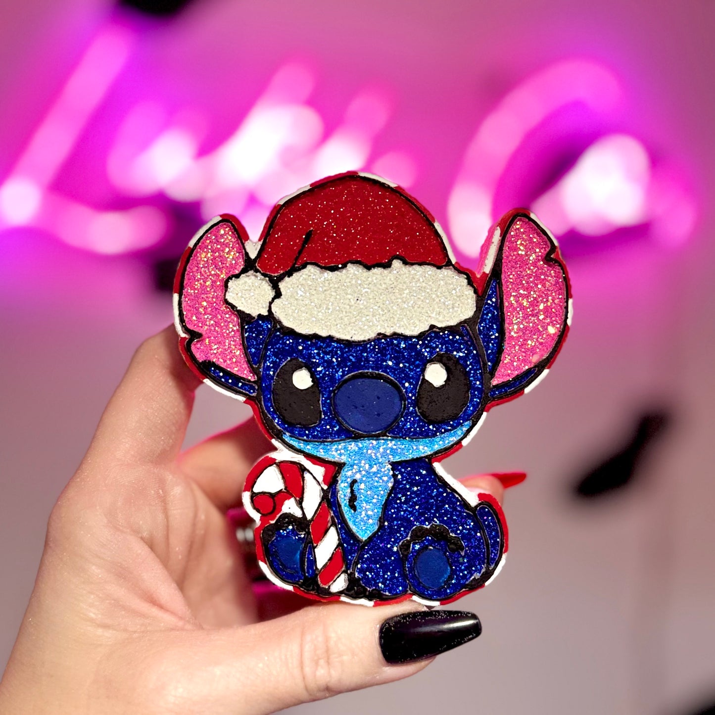 Santa Stitch (Candy Cane) Car Freshie