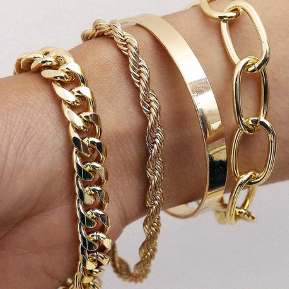 Bailey Gold Stacking Chain Bracelet Set
