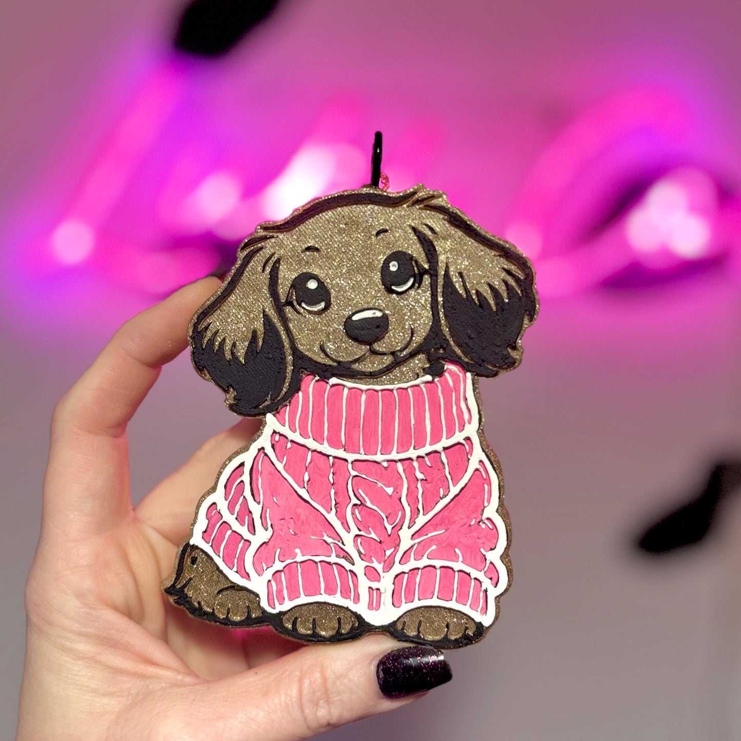 Valentine Dachshund in Sweater Car Freshie