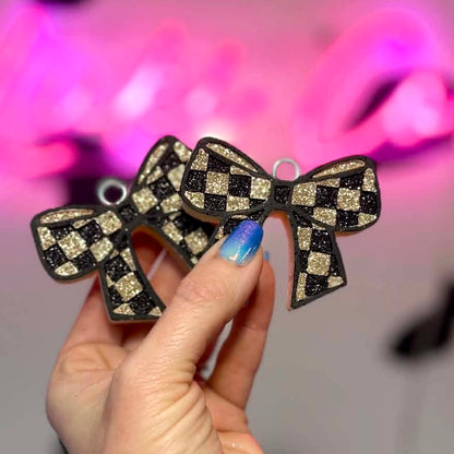 Checker Bows Vent Clip Car Freshie Set