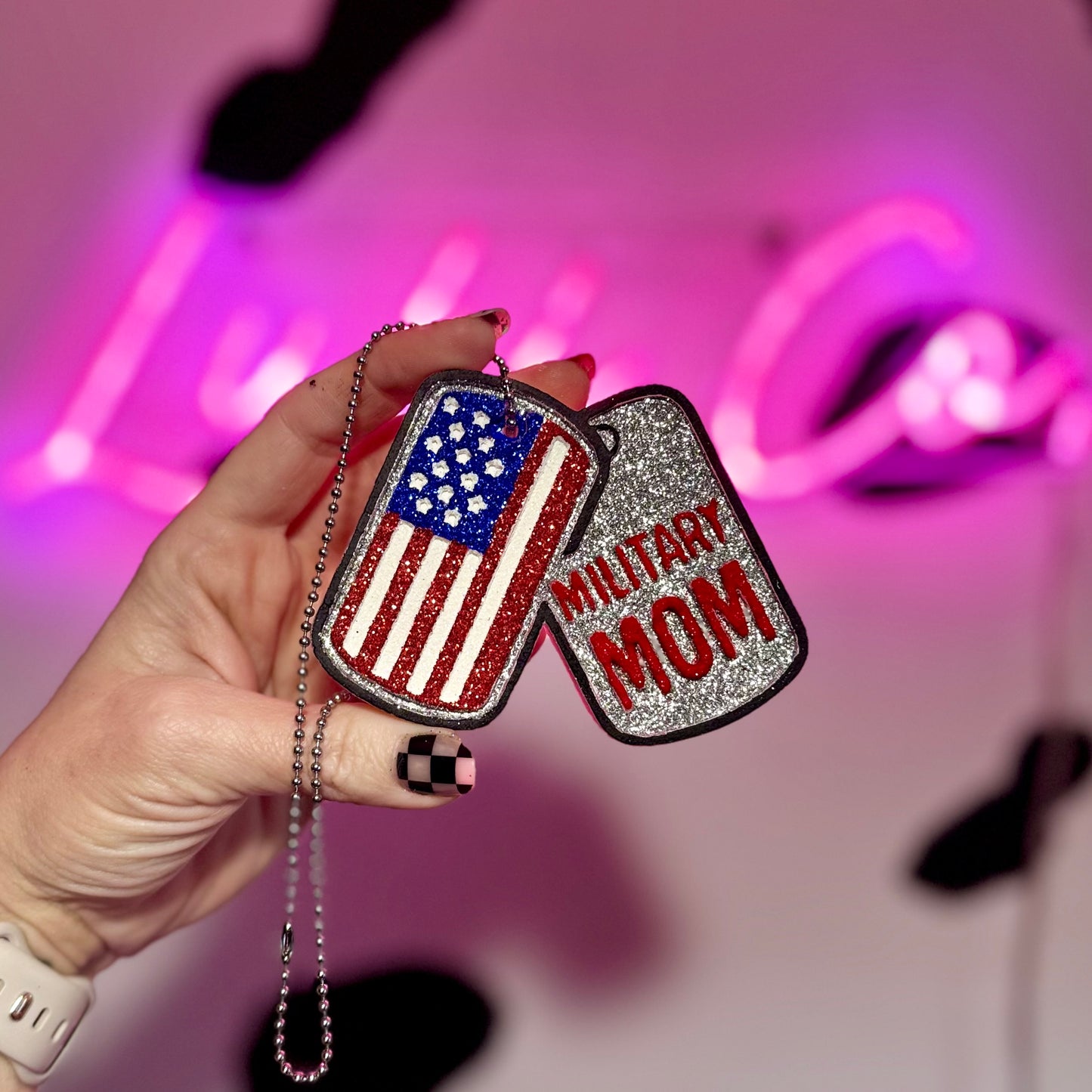 Military Mom- Dog Tags Commanders Car Freshie