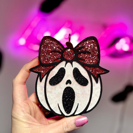 Horror Ghost Face Pumpkin   - Car Freshie