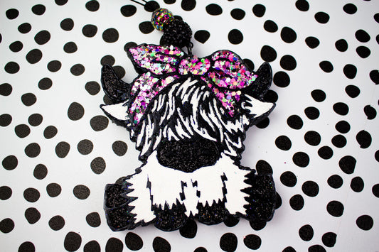Watermelon Crawl Highland Cow With Bow Car Freshies