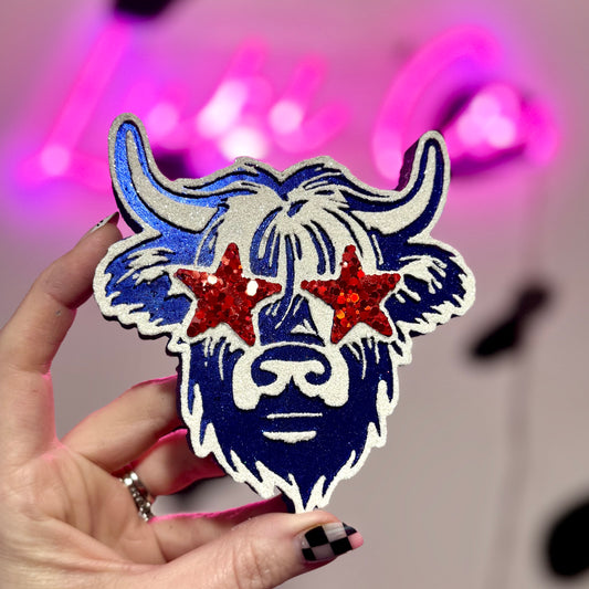 Patriotic 4th Highland Cow Car Freshie