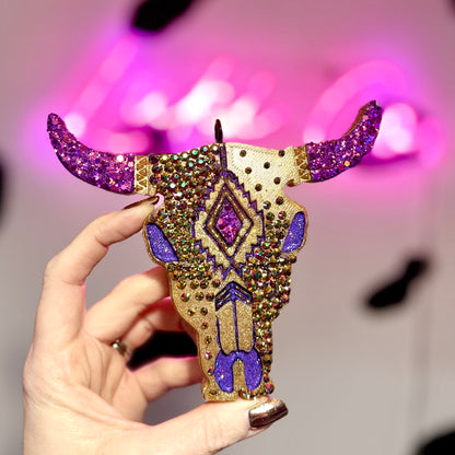 Calypso Rhinestoned Bull Skull  Car Freshie