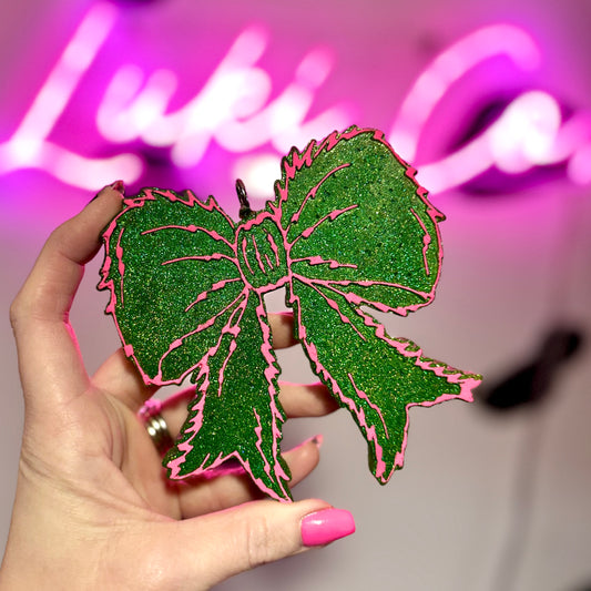 PINKMAS Grinch Bow Car Freshie