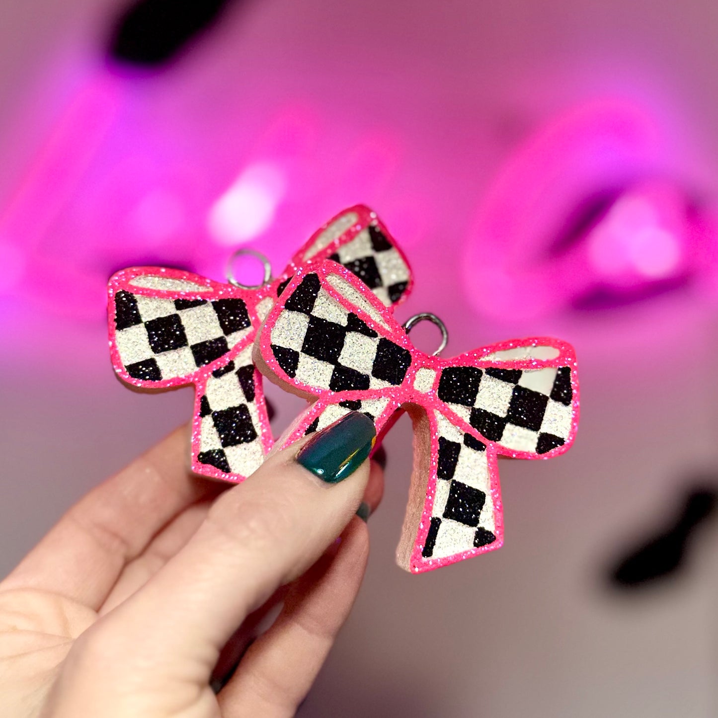 Checkered Bows VENT Clips Car Freshie