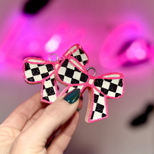 Checkered Bows VENT Clips Car Freshie