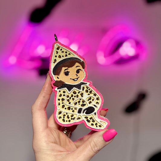 Cheetah Print Elf on the Shelf (Girl)  Car Freshie