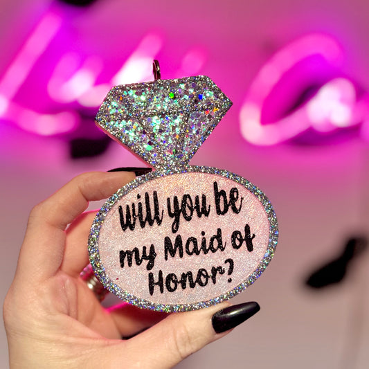 Will You Be My Maid of Honor Ring Bride Car Freshie