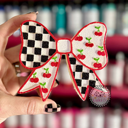 Checkered & Cherry Bow Car Freshie