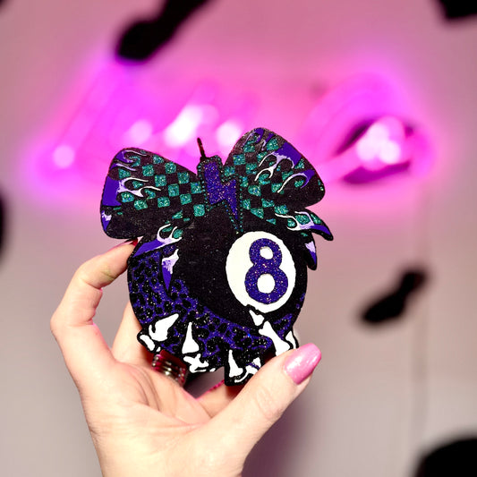 8-Ball Skelly -Teal & Purple -  -Car Freshie