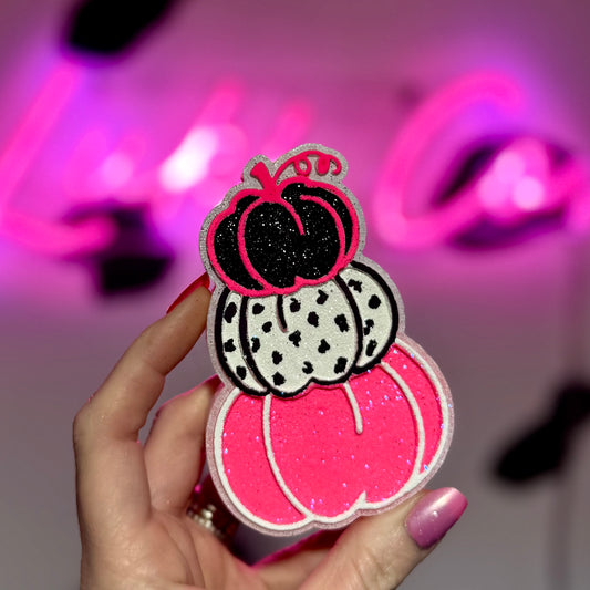 Stacked Pumpkins Pink Black Spots Car Freshie