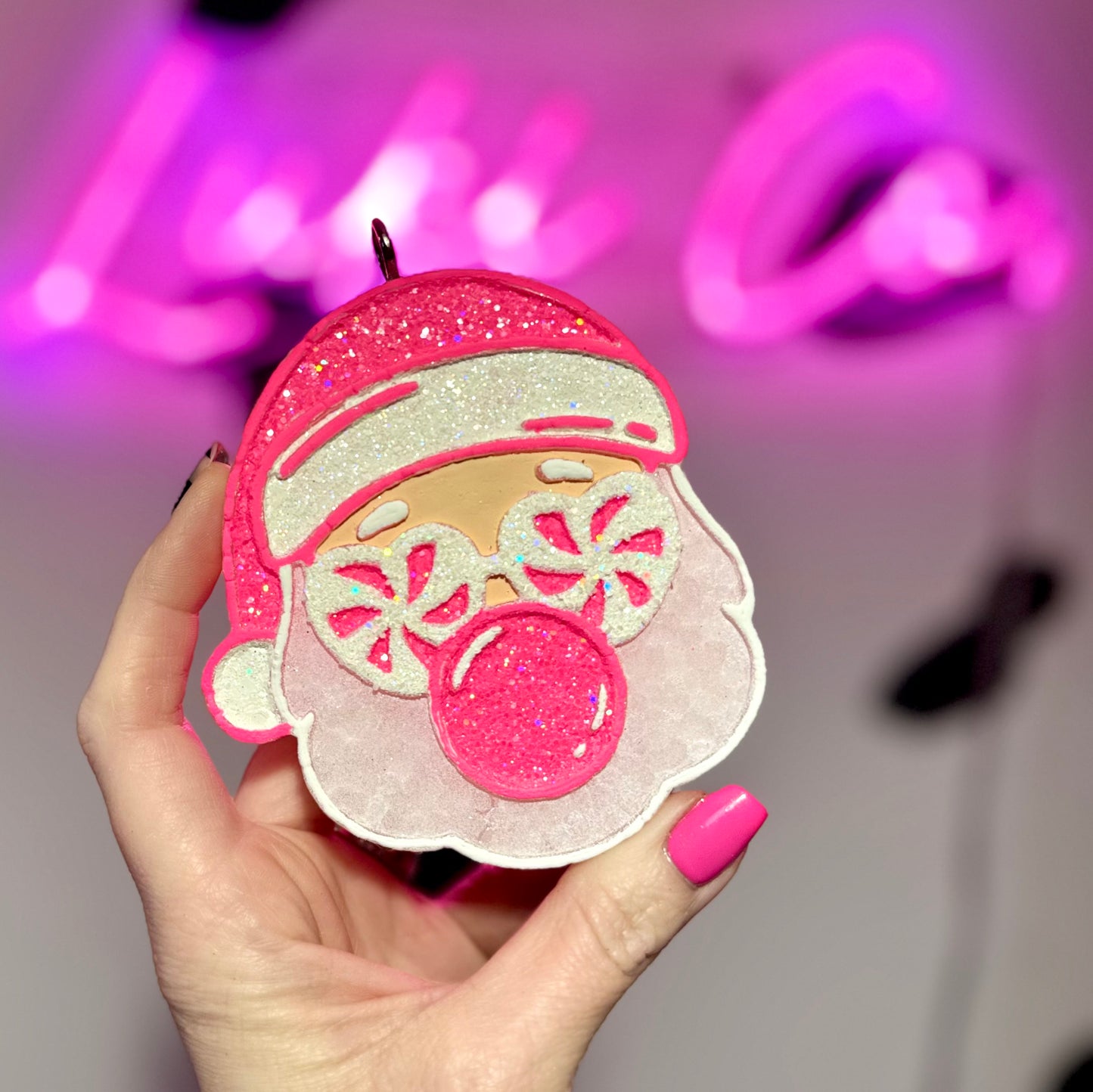 PINKMAS Santa Blowing Bubble Car Freshie