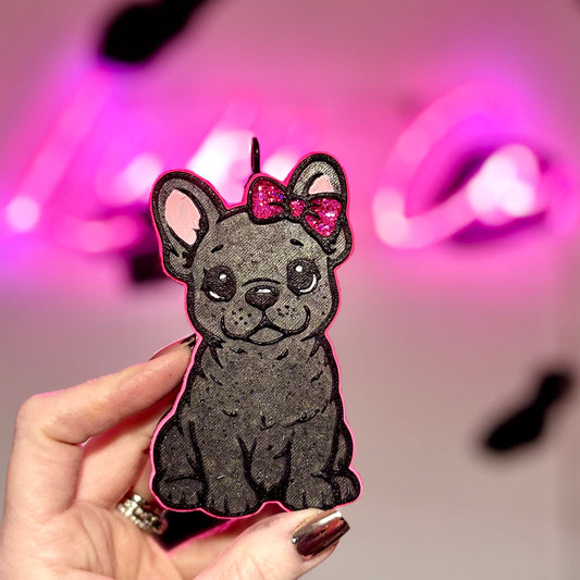 Frenchie with Bow (Gray) Car Freshie