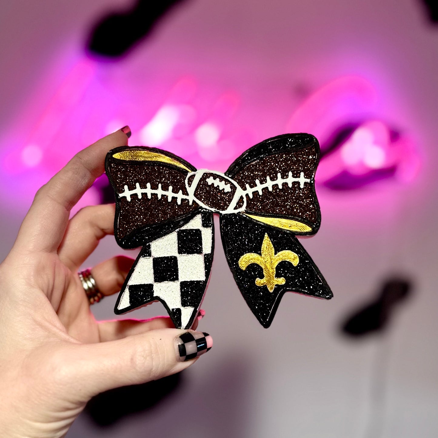 Football Bow New Orleans Saints -  Car Freshie