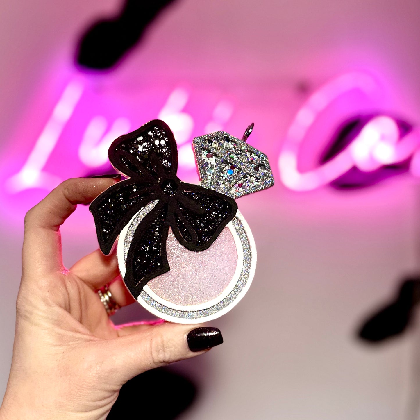 Diamond Ring With Bow  Bride Car Freshie