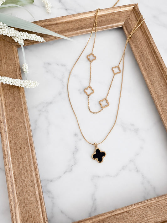 18k Gold Reversible Quatrefoil Necklace
