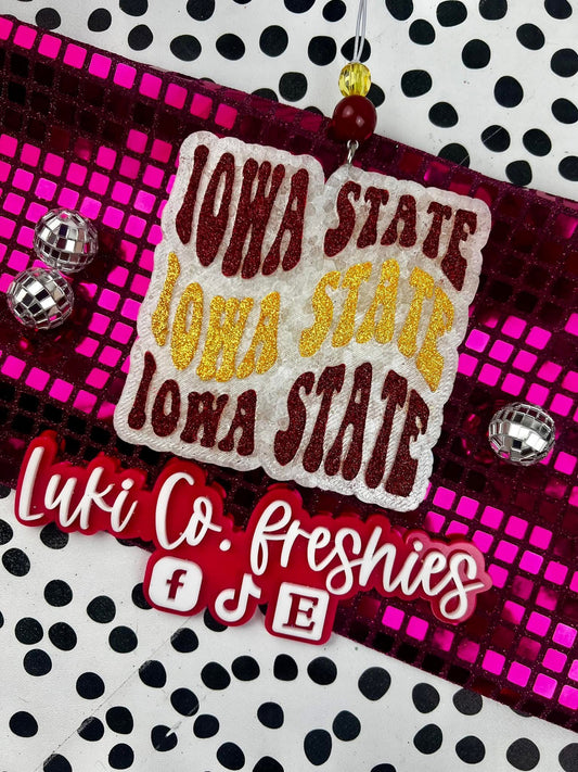 Iowa State Retro Text  Car Freshies
