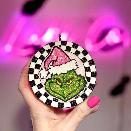 PINKMAS Grinch Checker Car Freshie