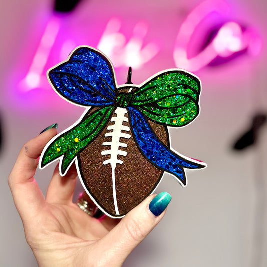 Football With Large Bow Car Freshie