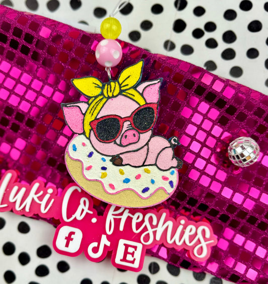 Pig in Donut Floatie Car Freshie